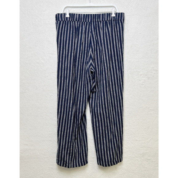 GAP Nautical‎ Striped Wide Leg Linen Pants Vacation Resort Coastal Blue White 16 - Picture 5 of 9